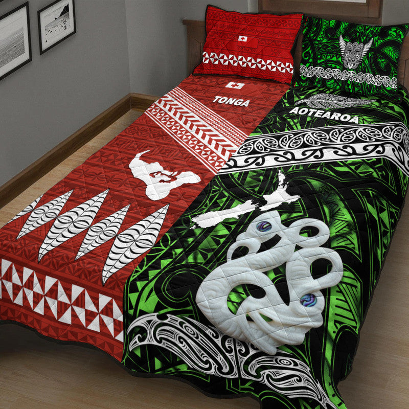 New Zealand And Tonga Quilt Bed Set Together - Green LT8 - Polynesian Pride