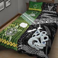 New Zealand And Cook Islands Quilt Bed Set Together - Black LT8 - Polynesian Pride