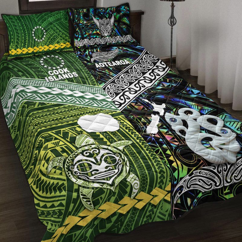 New Zealand And Cook Islands Quilt Bed Set Together - Paua Shell LT8 Paua Shell - Polynesian Pride