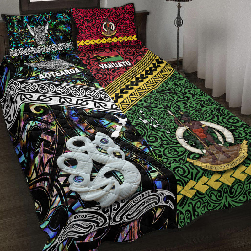 New Zealand And Vanuatu Quilt Bed Set Together - Paua Shell LT8 Paua Shell - Polynesian Pride