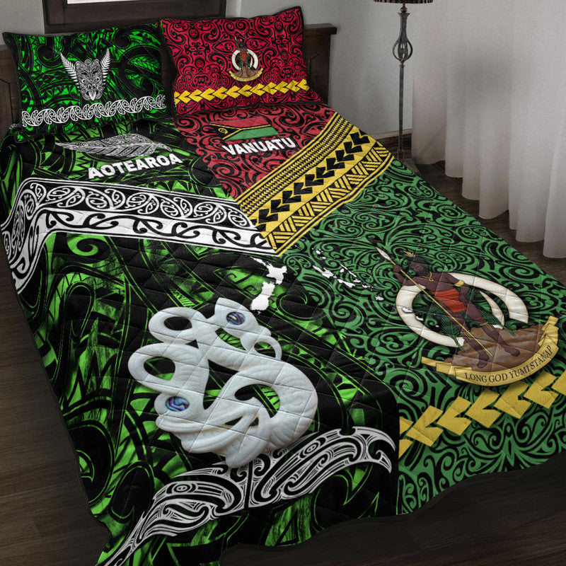 New Zealand And Vanuatu Quilt Bed Set Together - Green LT8 Green - Polynesian Pride