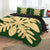 Hawaiian Royal Pattern Quilt Bed Set - Green - D1 Style - AH - Polynesian Pride