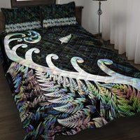 New Zealand Rugby Maori Quilt Bed Set Silver Fern Koru Vibes - Paua Shell LT8 - Polynesian Pride