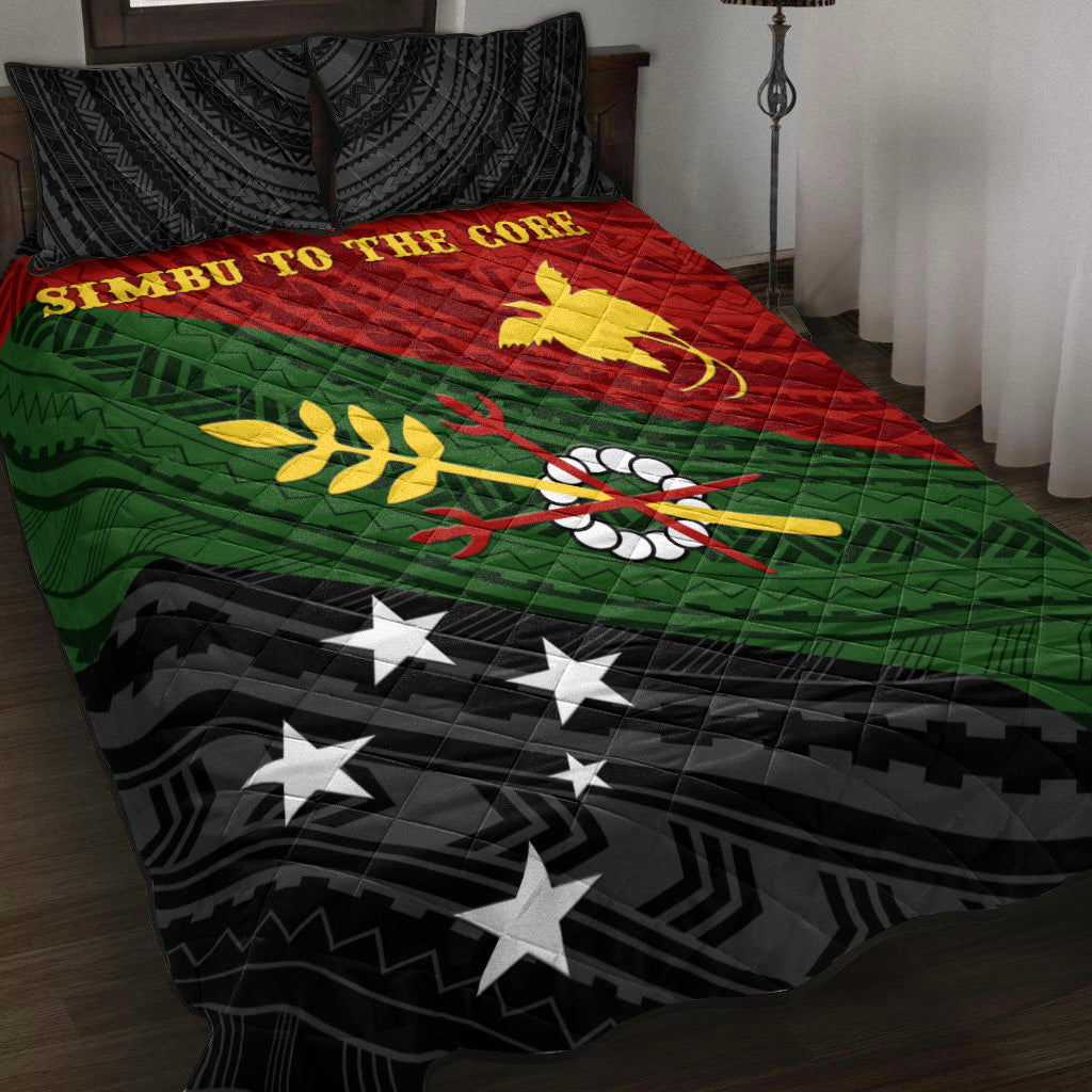 (Simbu To The Core) Papua New Guinea Simbu Quilt Bed Set Flag Vibes LT8 Twin 190cm x 216cm Black - Polynesian Pride