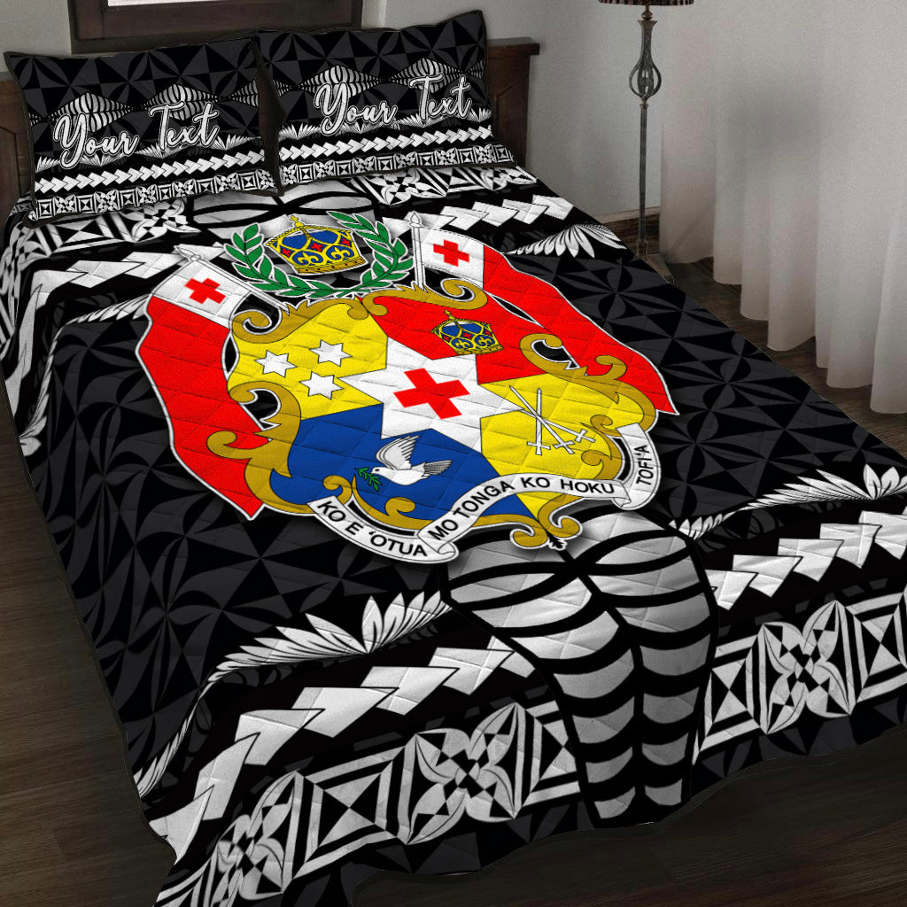 (Custom Personalised) Tonga Ngatu Quilt Bed Set Black Style LT6 Black - Polynesian Pride