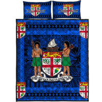 (Custom Personalised) Fiji Quilt Bed Set Blue And Black Style No.1 LT6 - Polynesian Pride