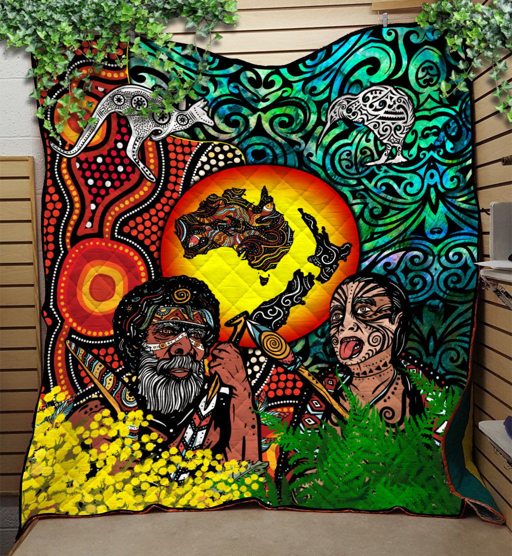 Australia Aboriginal Kangaroo Combine New Zealand Maori Kiwi Bird Quilt - LT2 ART - Polynesian Pride