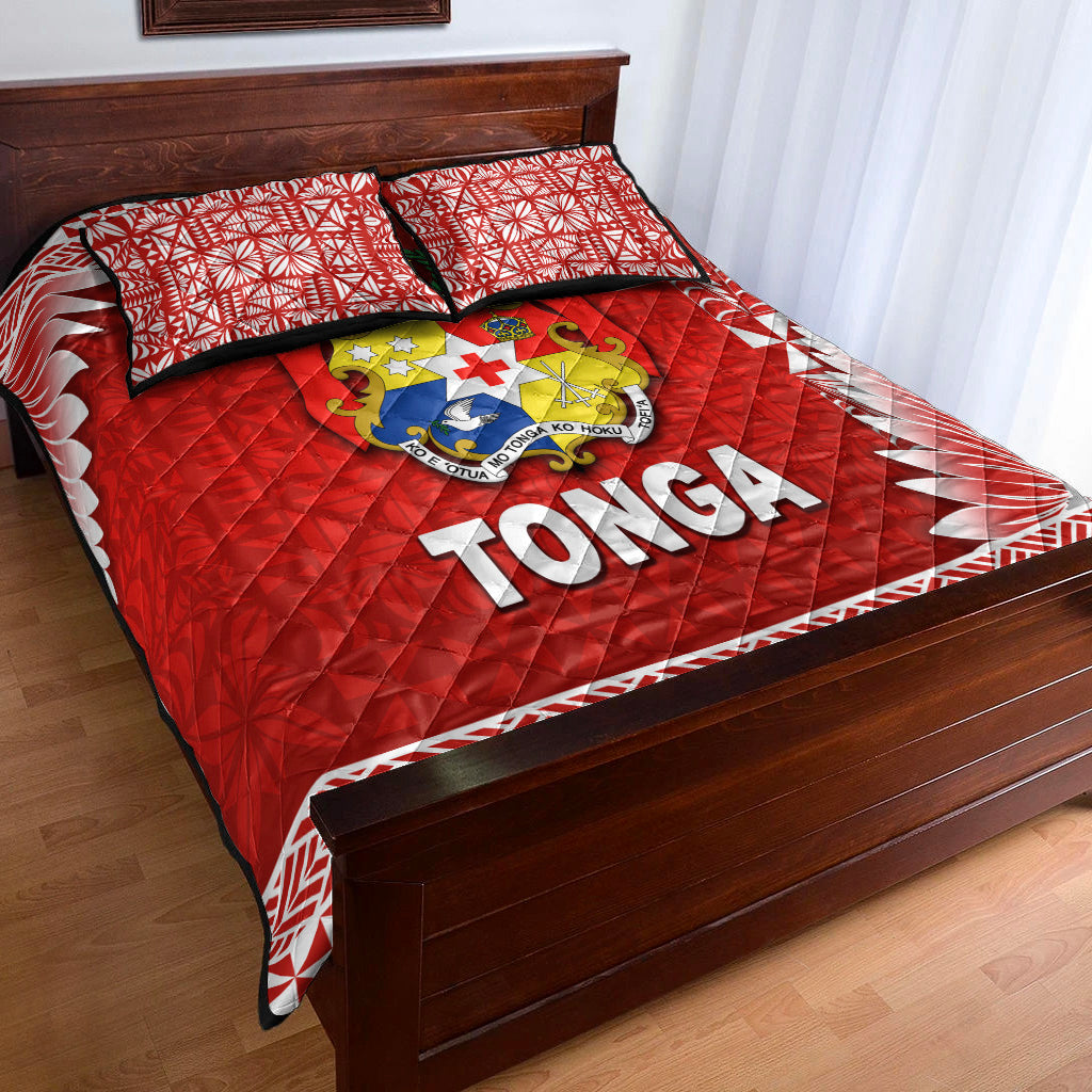 Tonga Coat Of Arms Quilt Bed Set Simplified Version - Red LT8 Red - Polynesian Pride