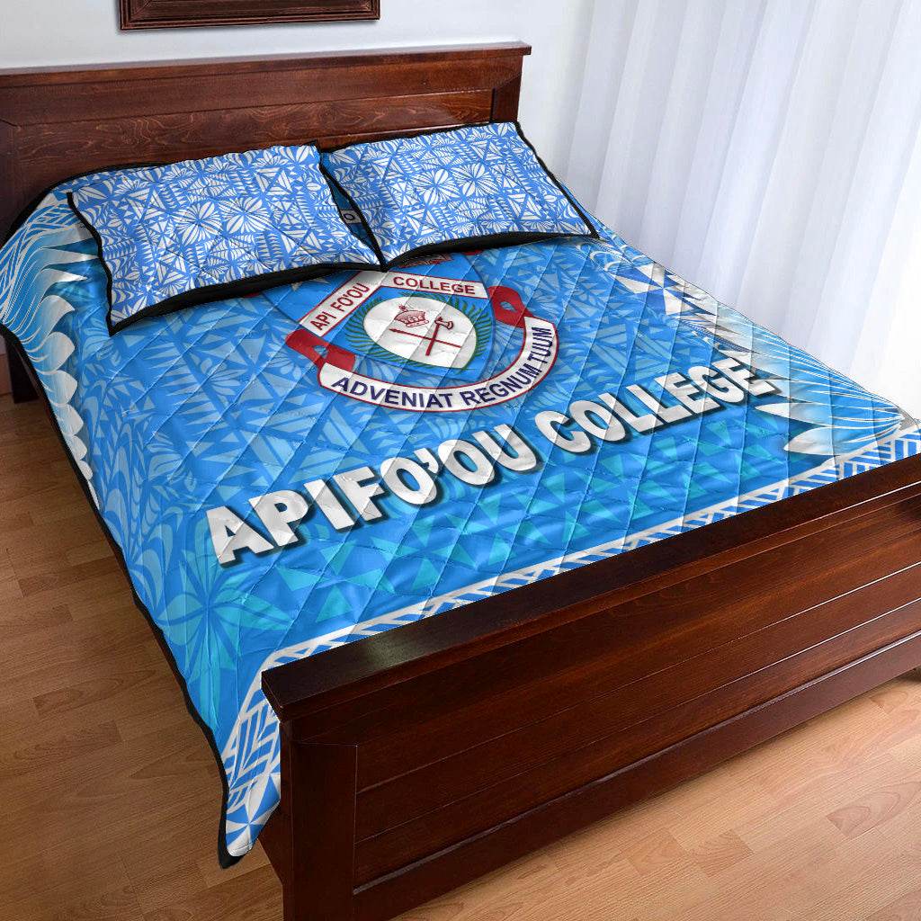 Tonga Apifo'ou College Quilt Bed Set Simplified Version LT8 Blue - Polynesian Pride