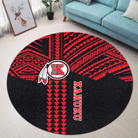 Kahuku Passionate Round Carpet Hawaii High & Intermediate School LT13 Round Carpet Black - Polynesian Pride