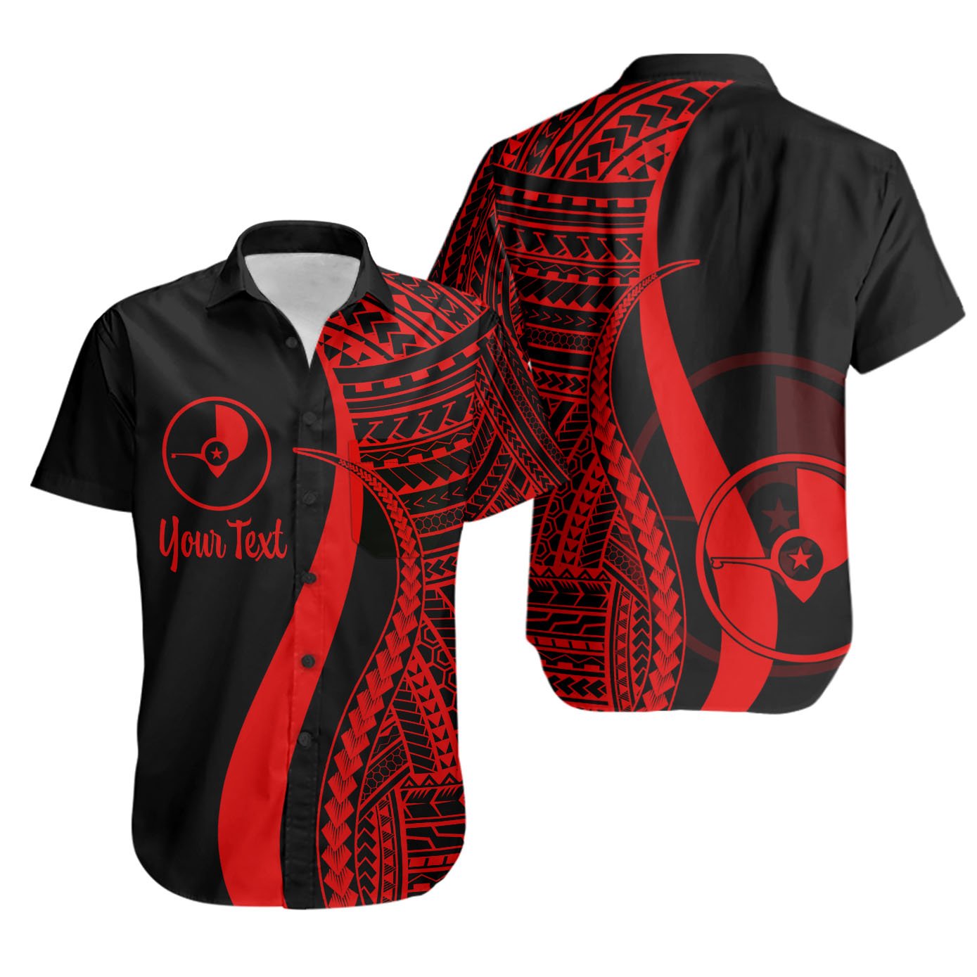 Yap Custom Personalised Short Sleeve Shirts - Red Polynesian Tentacle Tribal Pattern Unisex Red - Polynesian Pride