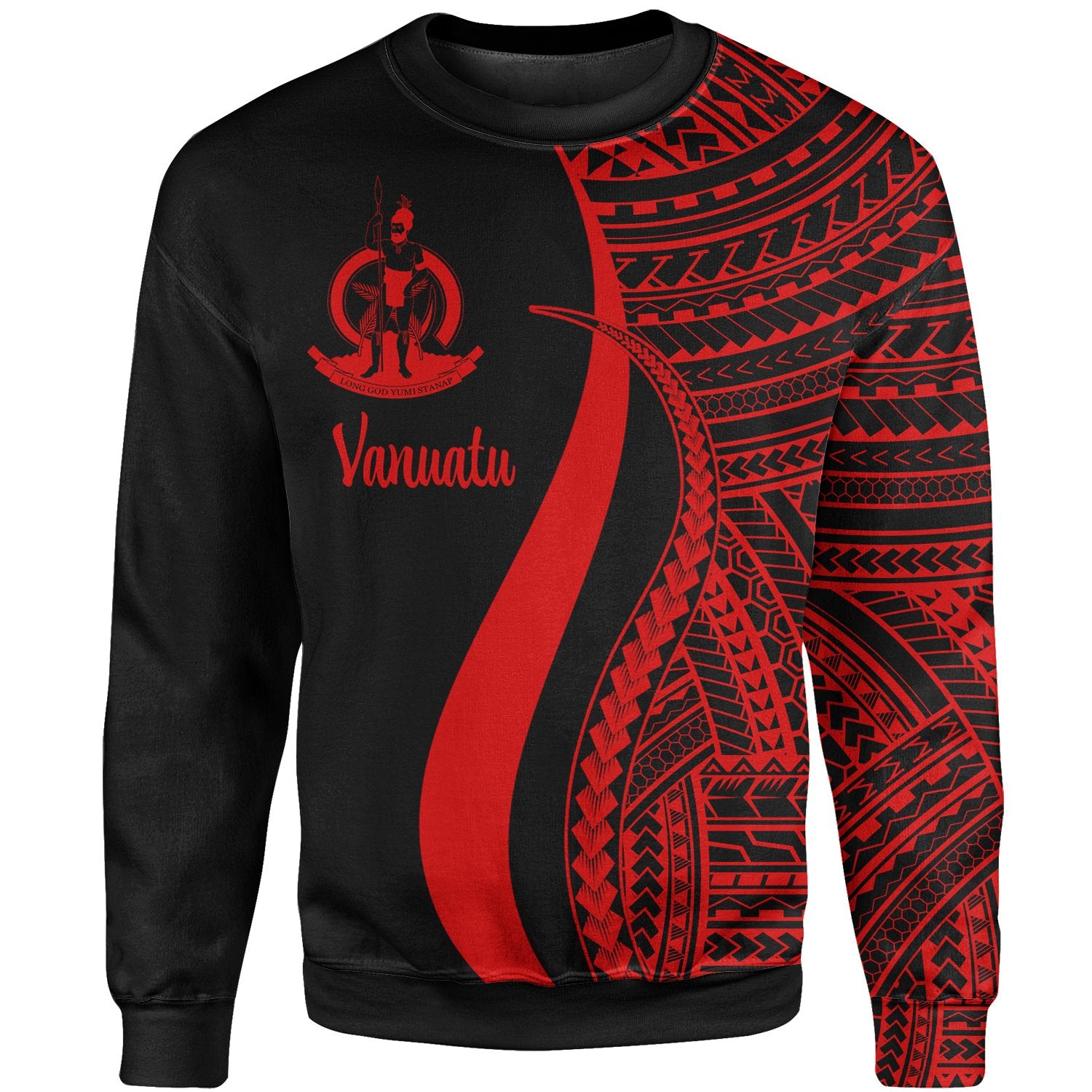 Vanuatu Sweatshirt - Red Polynesian Tentacle Tribal Pattern Unisex Red - Polynesian Pride