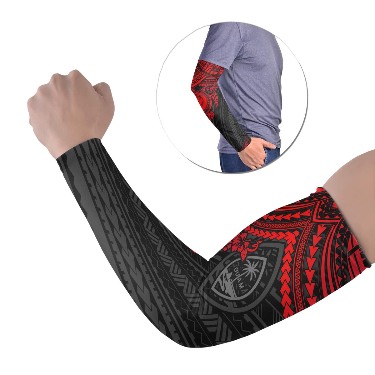 Guam Arm Sleeve (Set of Two) - Polynesian Turtle Set of 2 Red - Polynesian Pride
