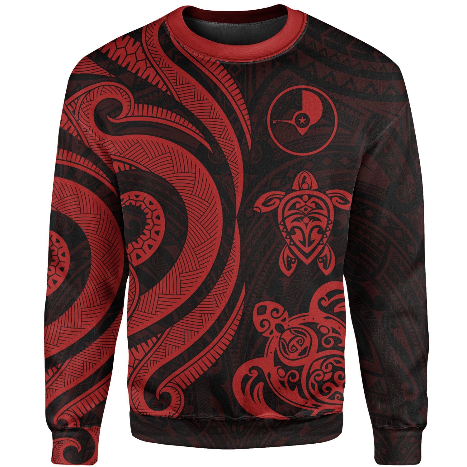 Yap Sweater - Red Tentacle Turtle Unisex Red - Polynesian Pride