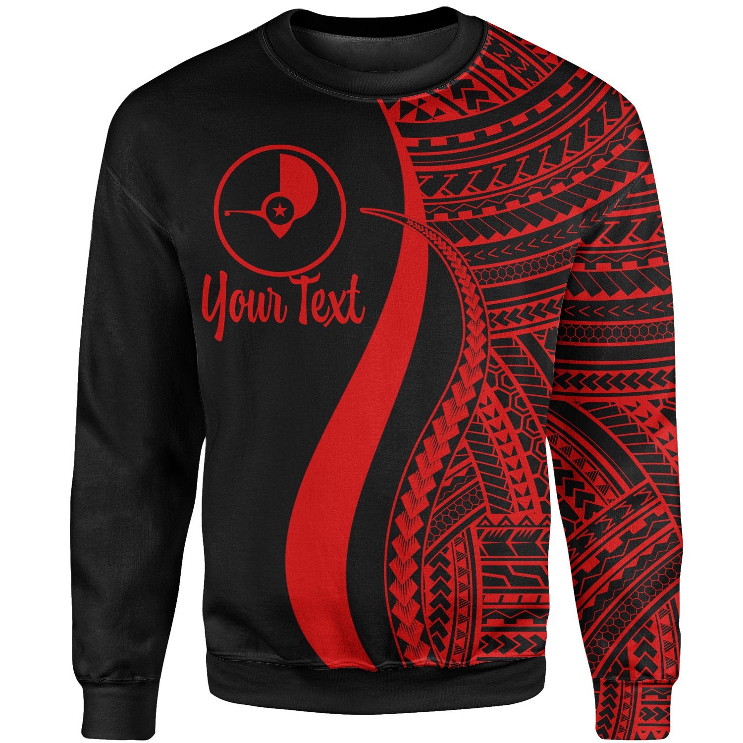 Yap Custom Personalised Sweatshirt - Red Polynesian Tentacle Tribal Pattern Unisex Red - Polynesian Pride