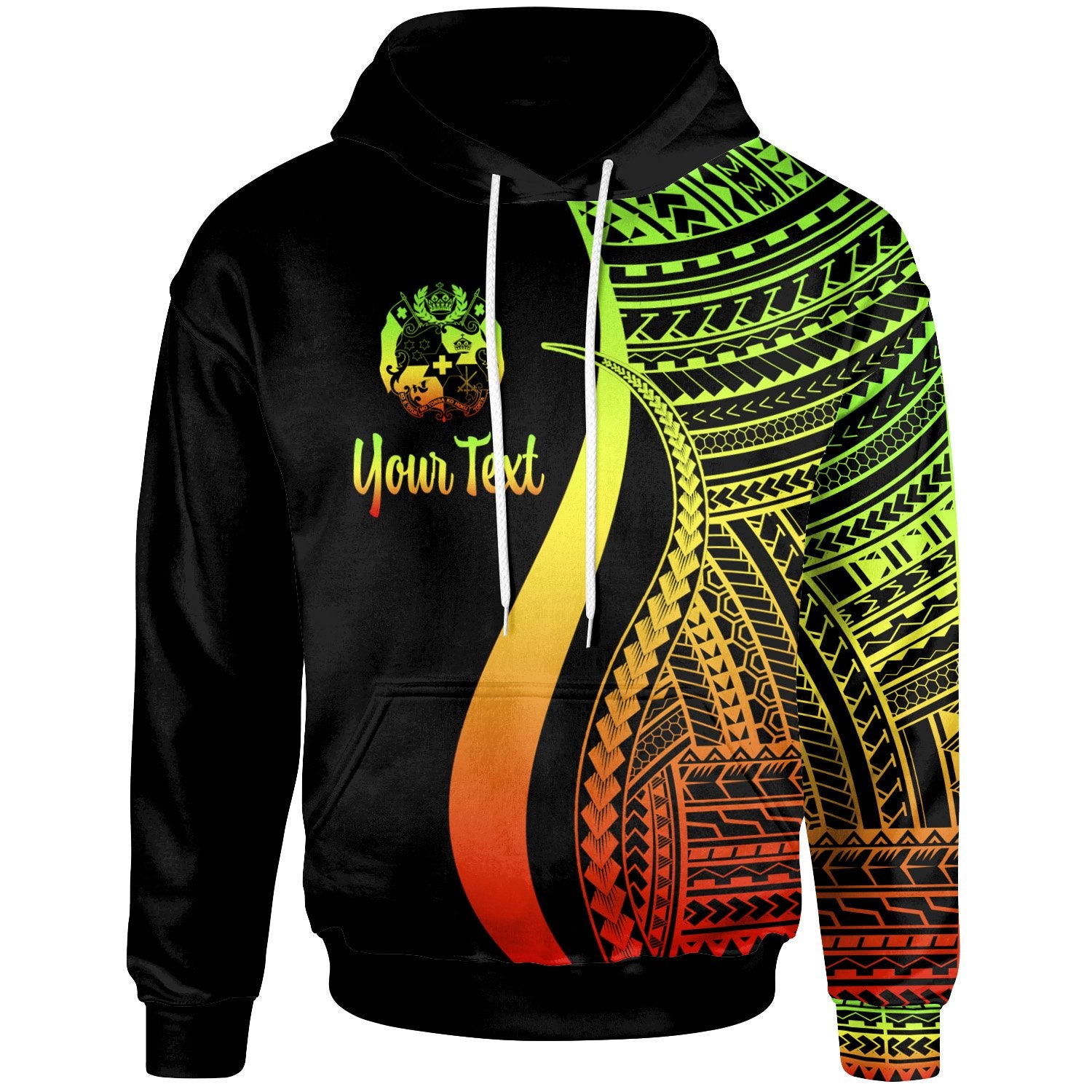 Tonga Custom Hoodie Reggae Tentacle Tribal Pattern Unisex Reggae - Polynesian Pride