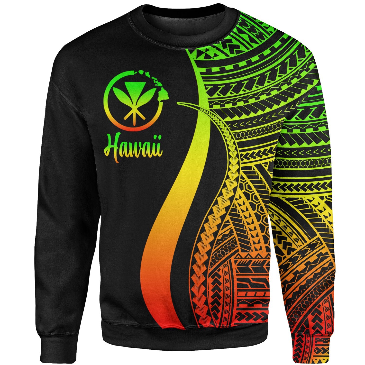 Hawaii Sweatshirt - Reggae Polynesian Tentacle Tribal Pattern Unisex Reggae - Polynesian Pride