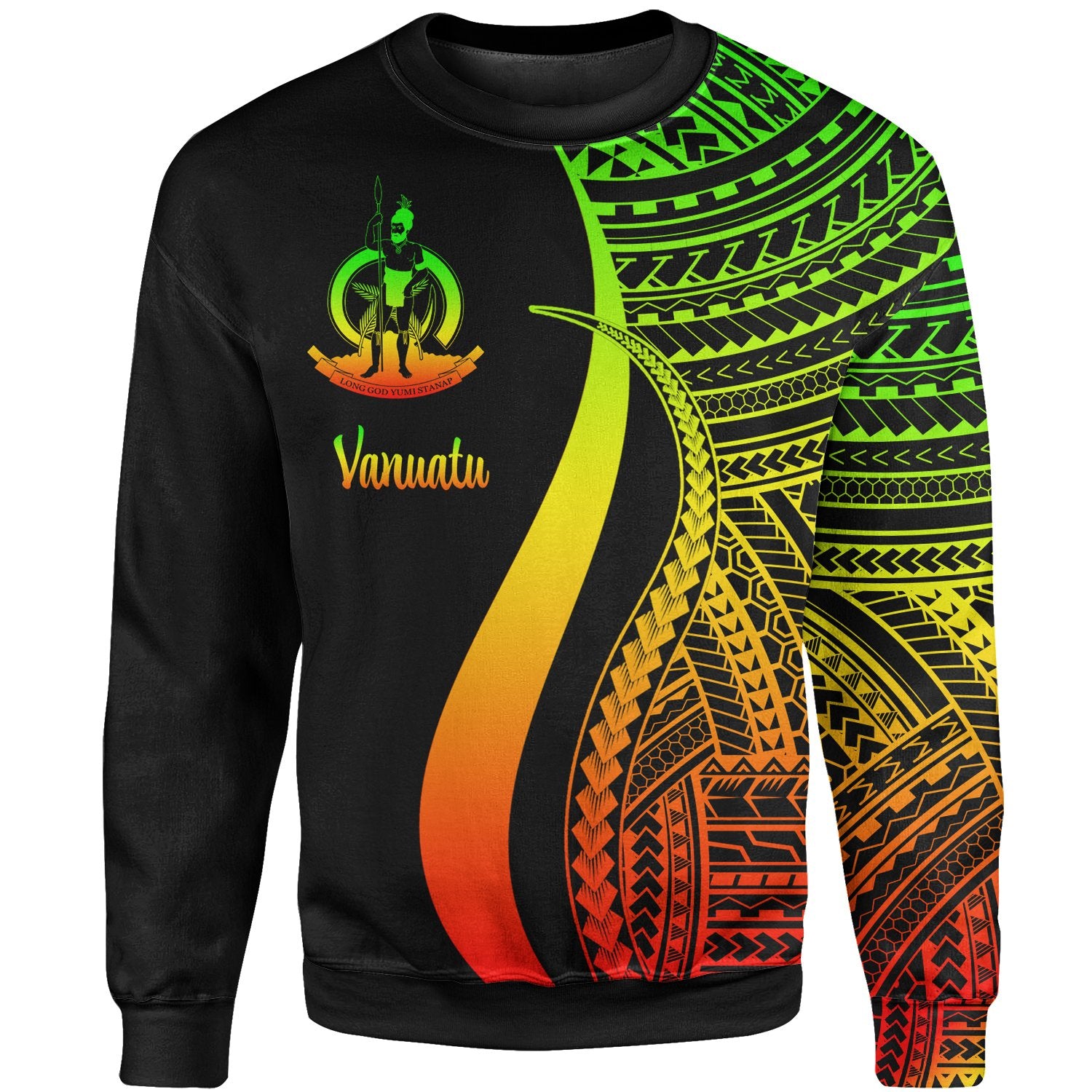 Vanuatu Sweatshirt - Reggae Polynesian Tentacle Tribal Pattern Unisex Reggae - Polynesian Pride