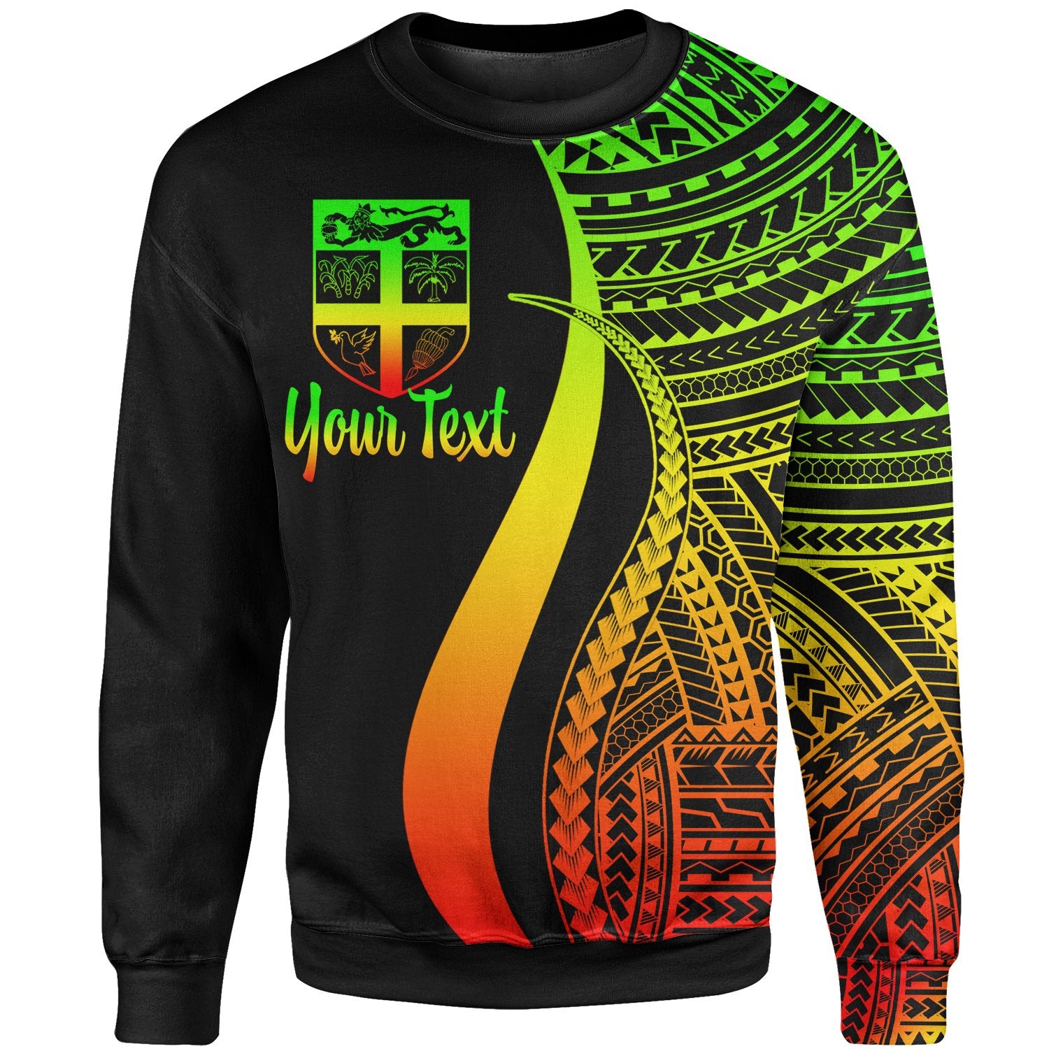 Fiji Custom Personalised Sweatshirt - Reggae Polynesian Tentacle Tribal Pattern Unisex Reggae - Polynesian Pride