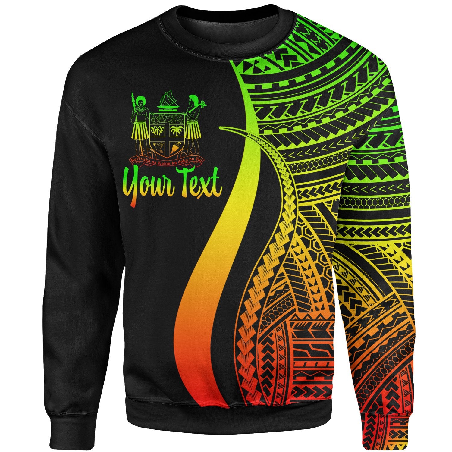 Fiji Custom Personalised Sweatshirt - Reggae Polynesian Tentacle Tribal Pattern Crest Unisex Reggae - Polynesian Pride