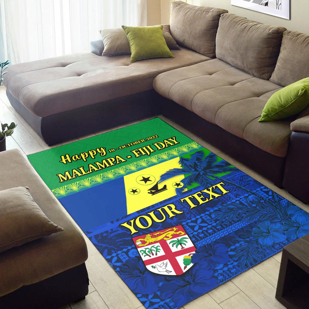 (Custom Personalised) Malampa Fiji Day Area Rug Vanuatu Polynesia mix Flowers LT13 Green - Polynesian Pride