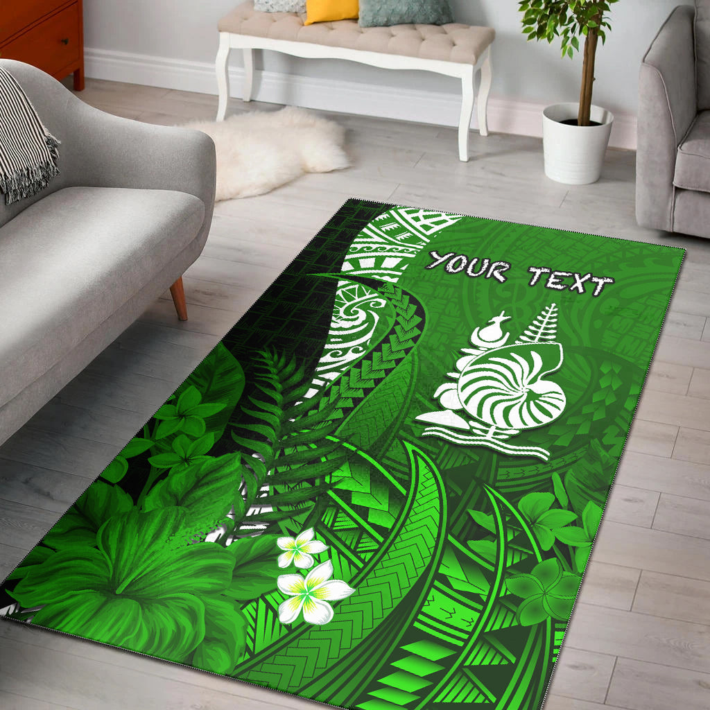 (Custom Personalised) New Caledonia Area Rug Nautilus Green Polynesian Hibiscus LT13 Green - Polynesian Pride