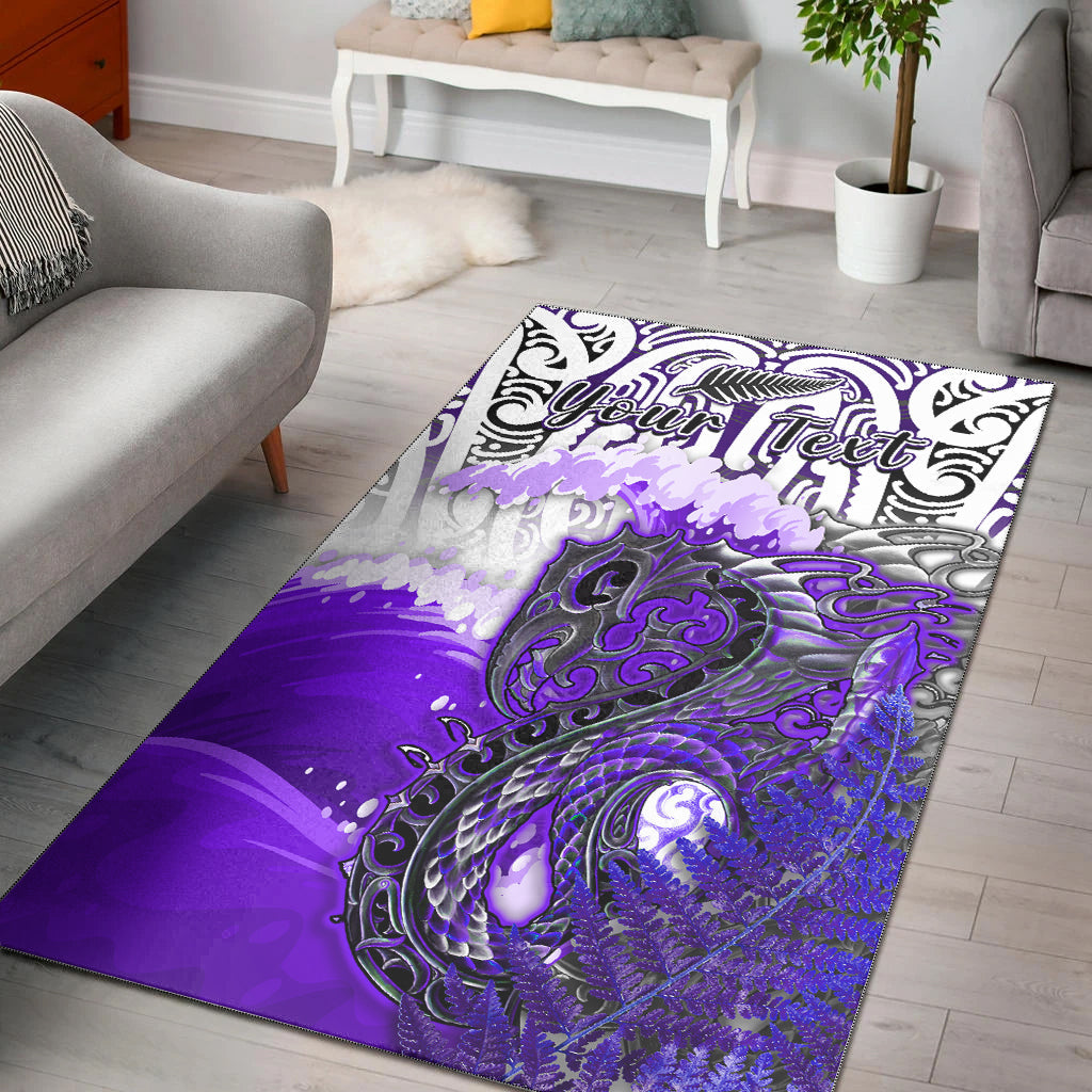 (Custom Personalised) Manaia Maori Area Rug Fern Aotearoa Purple Waves LT13 Purple - Polynesian Pride