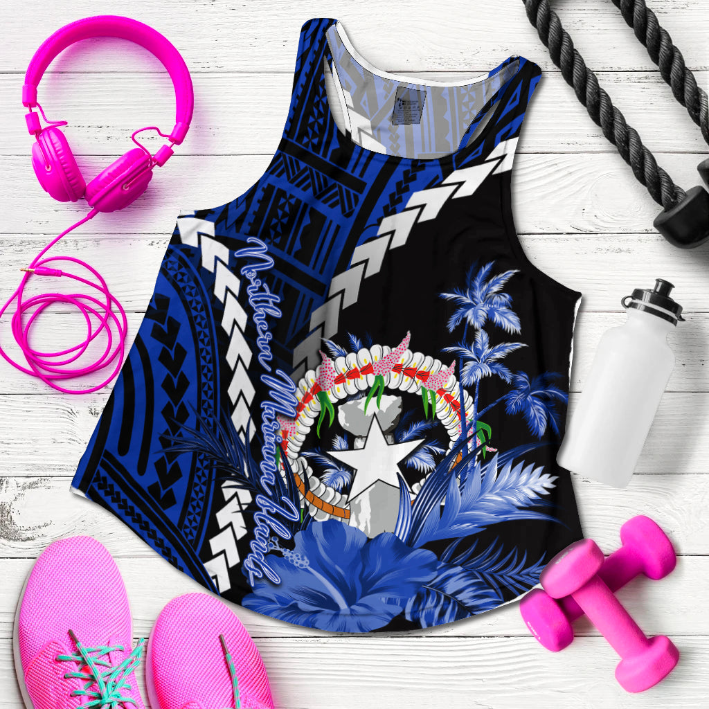 Northern Mariana Islands Women Tank Top Polynesian Style Blue Color LT6 Blue - Polynesian Pride
