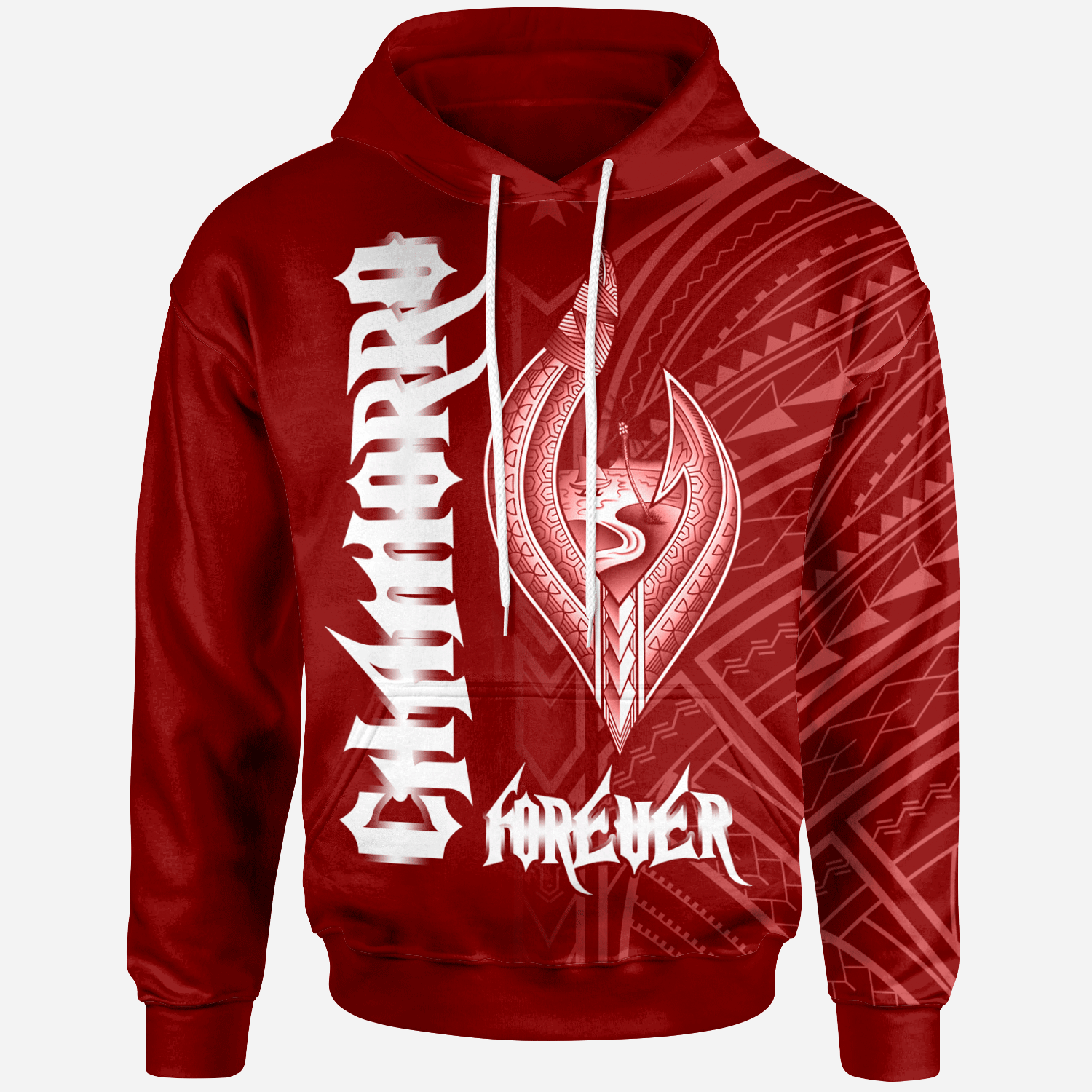 Guam Hoodie Chamorro Forever Red Color Unisex Black - Polynesian Pride