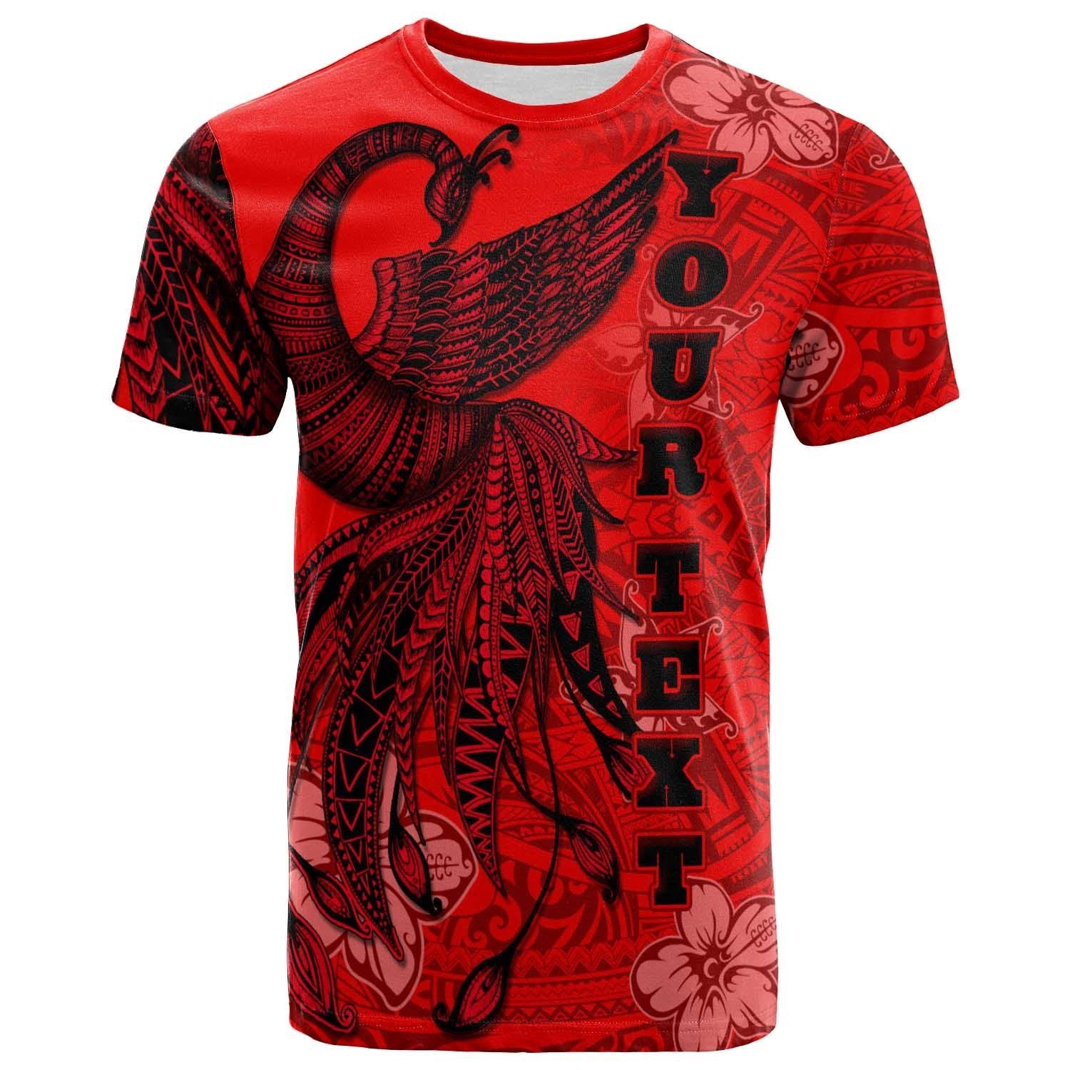 Hawaii Custom T Shirt Polynesian Phoenix Bird, Fairytales Bird Red Unisex Red - Polynesian Pride