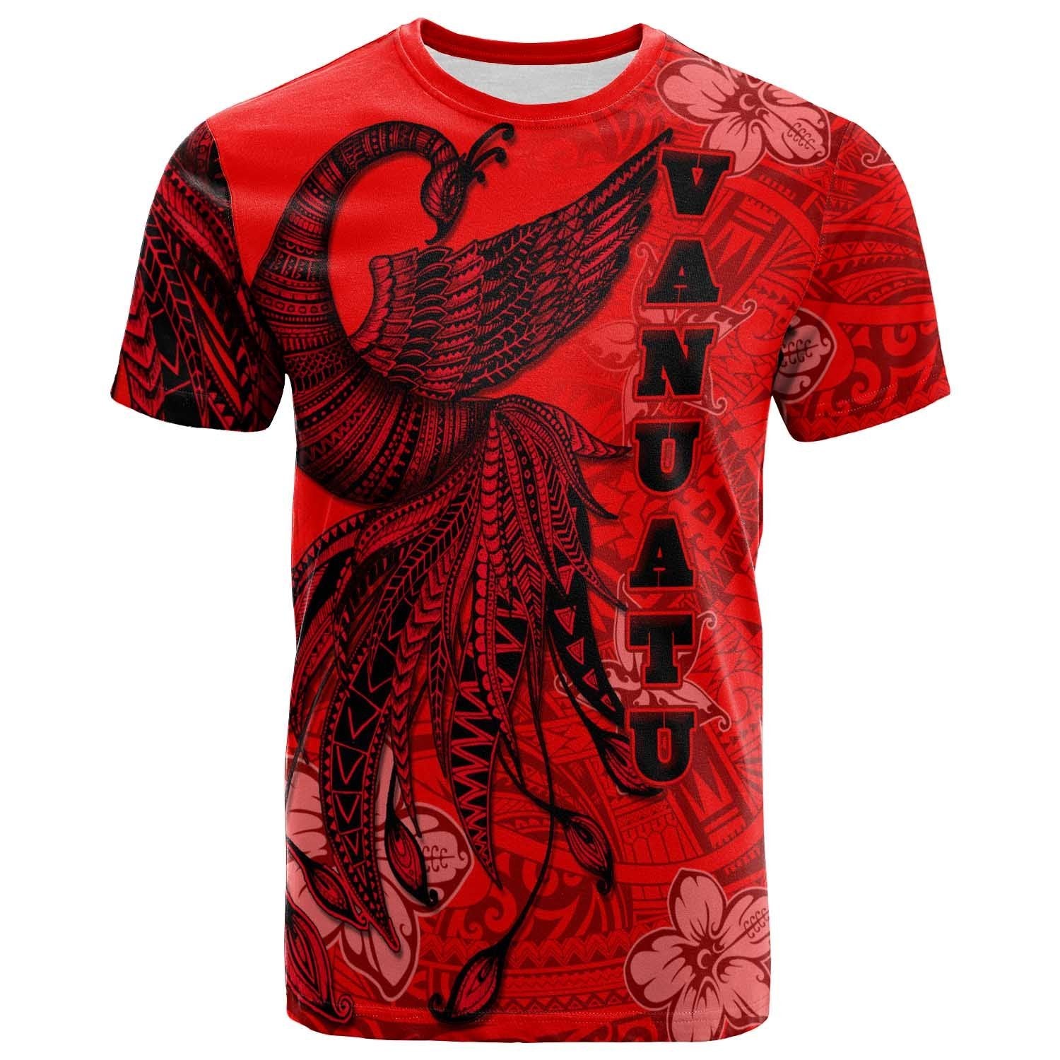 Vanuatu T Shirt Polynesian Phoenix Bird, Fairytales Bird Red Unisex Red - Polynesian Pride