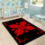 Hawaiian Quilt Maui Plant And Hibiscus Pattern Area Rug - Red Black - AH - Polynesian Pride