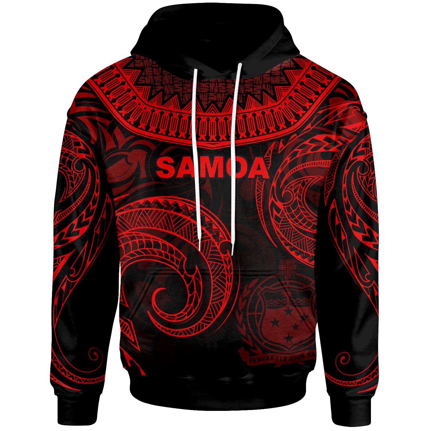 Samoa Hoodie Palm Leaf Texture Red Unisex Red - Polynesian Pride