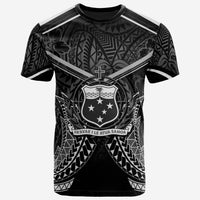 Samoa T Shirt Samoan Seal With White Line Style Black - Polynesian Pride