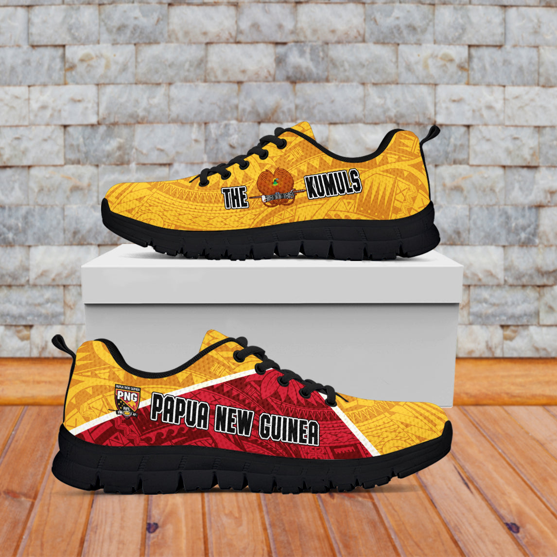The Kumuls PNG Sneakers Papua New Guinea Polynesian Dynamic Style LT14 Kid's Sneakers - Black Sole - Polynesian Pride