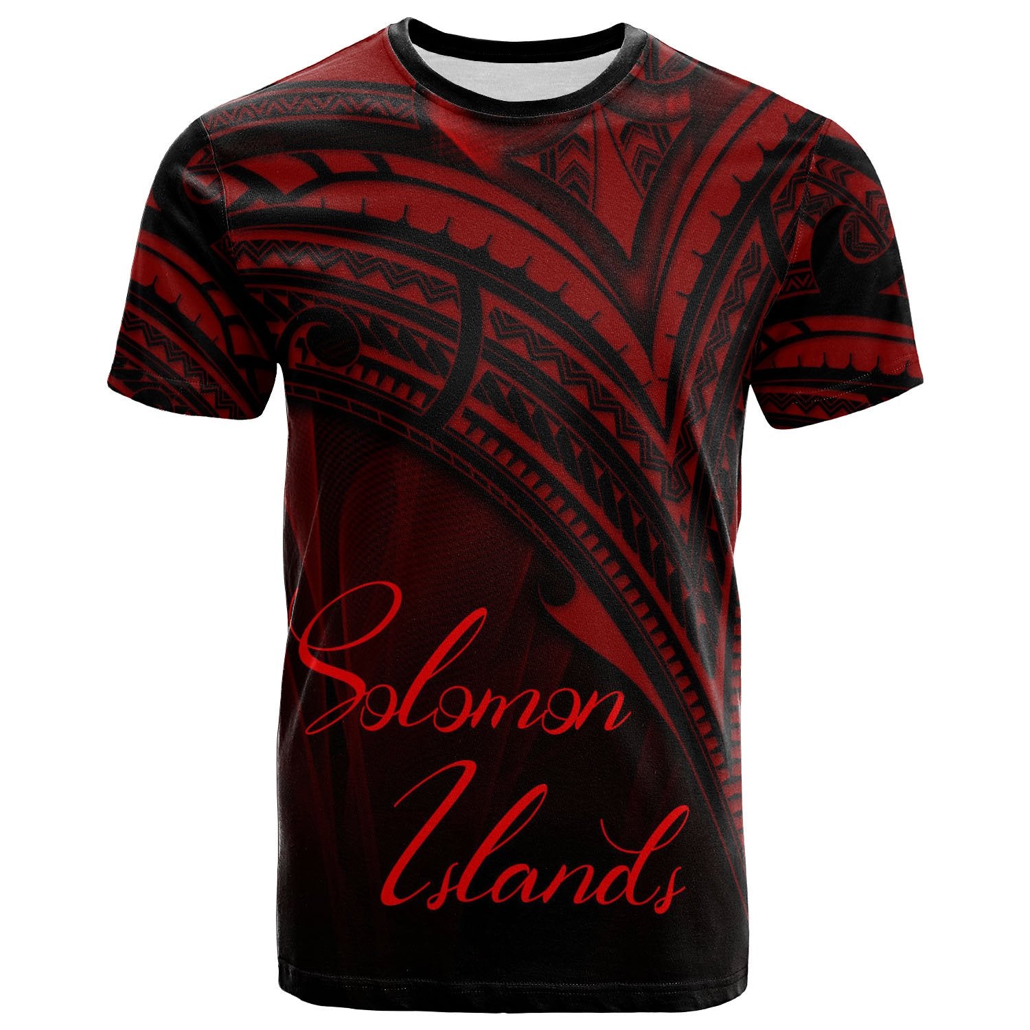 Solomon Islands T Shirt Red Color Cross Style Unisex Black - Polynesian Pride