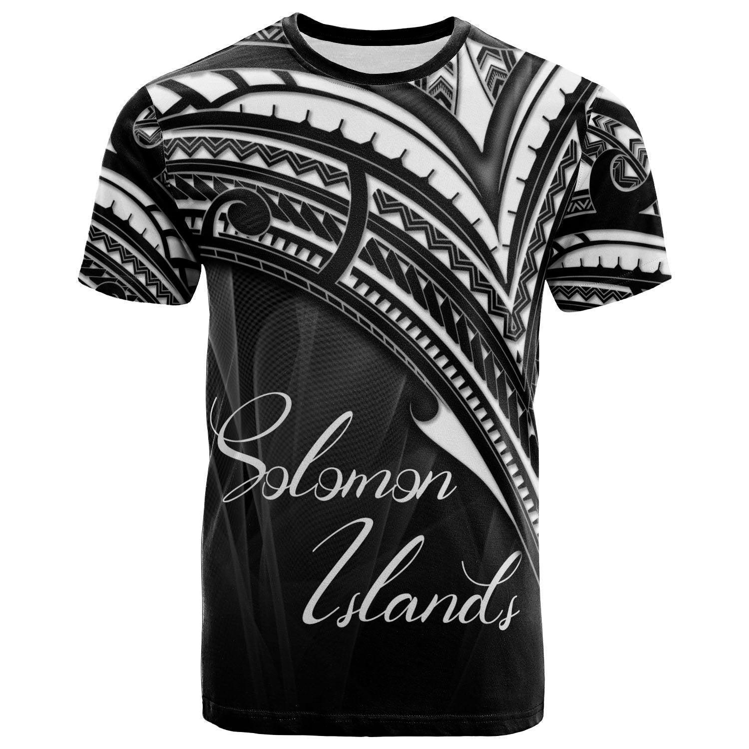 Solomon Islands T Shirt Cross Style Unisex Black - Polynesian Pride
