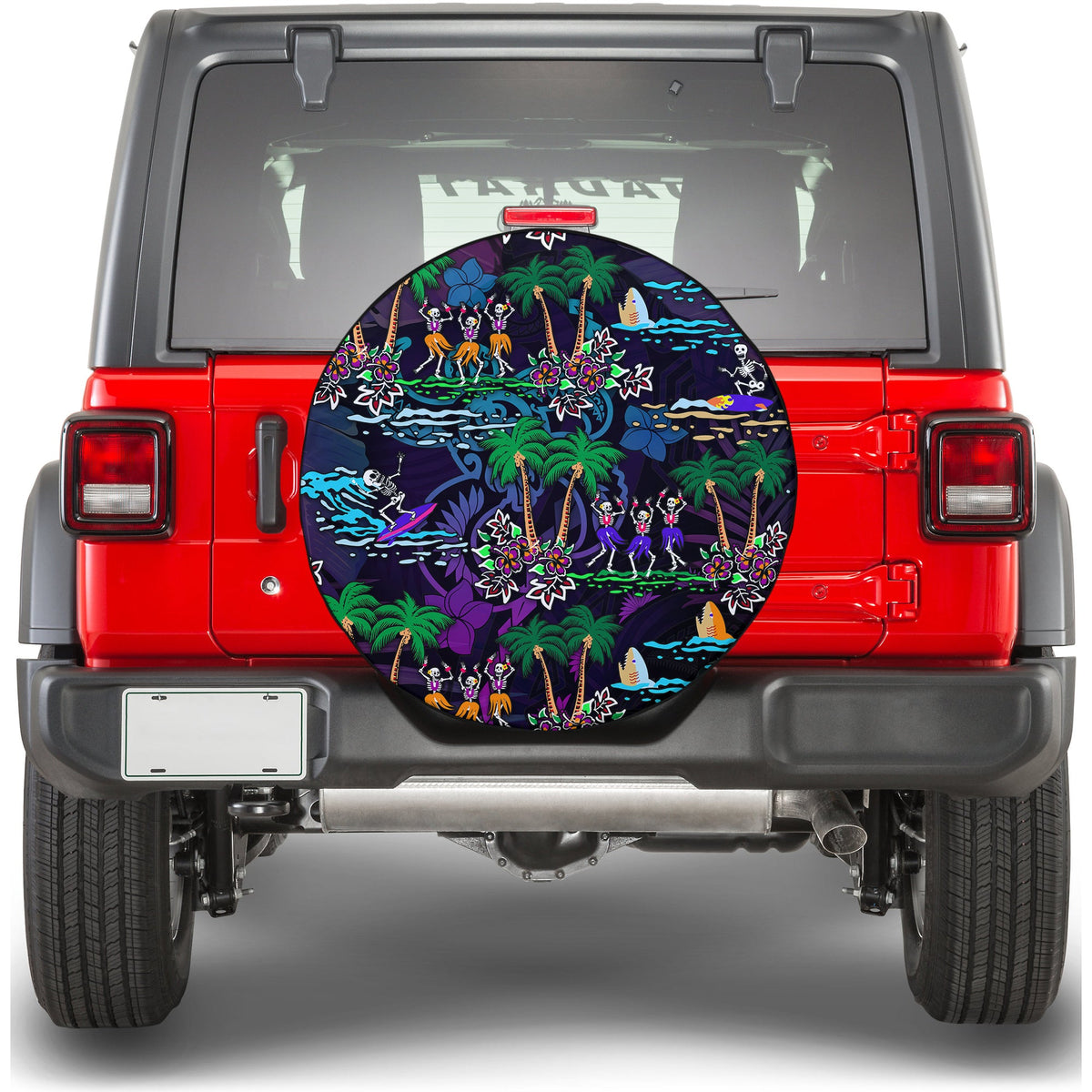 Hawaii Skeleton Dancing Spare Tire Cover Halloween Hawaiian Turtle LT13 - Polynesian Pride