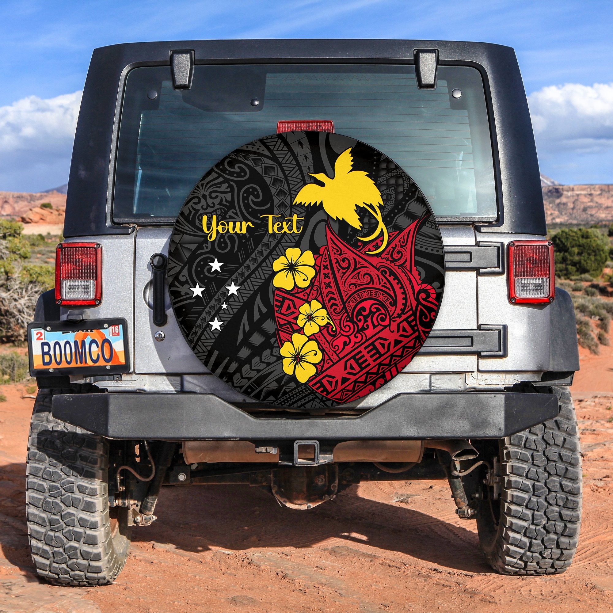 (Custom Personalised) Papua New Guinea Birds of Paradise Spare Tire Cover LT13 Black - Polynesian Pride