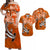 Custom Matching Hawaiian Outfits For Couples Dress and Hawaiian Shirt Polynesia Orange Sea Turtle Honu and Hammerhead Shark LT13 Orange - Polynesian Pride