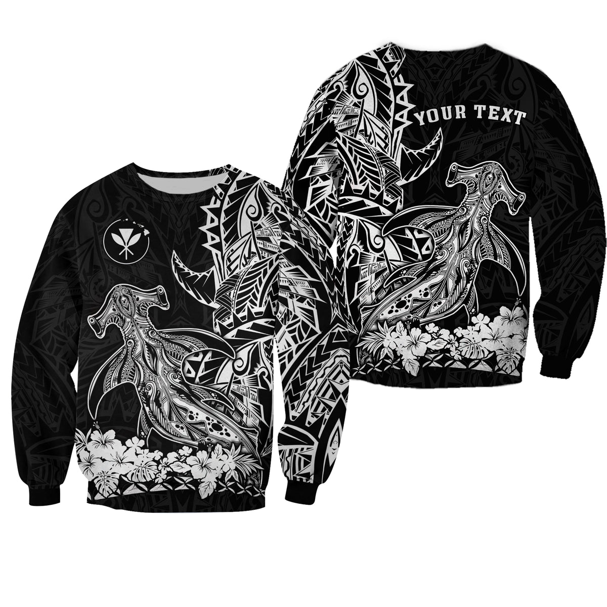 (Custom Personalised) Hawaii Polynesian Sweatshirt Wild Hammerhead Sharks LT13 Unisex Black - Polynesian Pride
