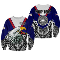 (Custom Personalised) American Samoa Sweatshirt Bald Eagle Mix Polynesian LT13 Unisex Blue - Polynesian Pride