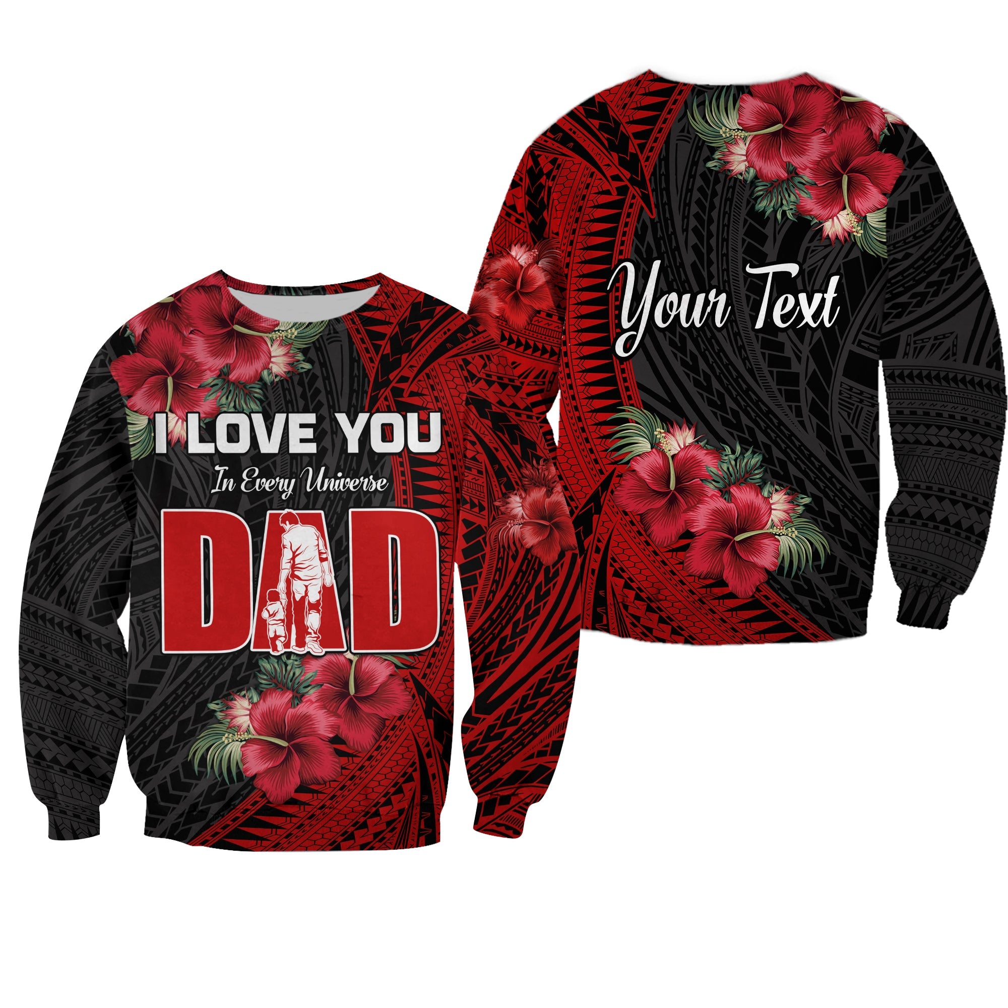 (Custom Personalised) Happy Fathers Day Sweatshirt Polynesian Best Dad Ever LT13 Unisex Red - Polynesian Pride