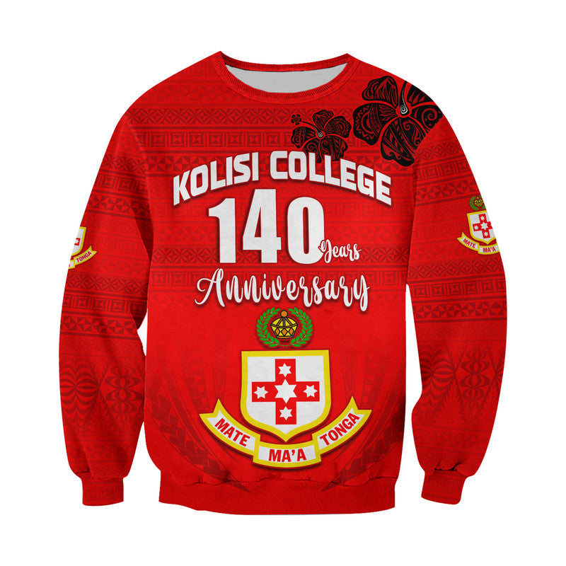 Kolisi Tonga College Atele Sweatshirt 140 Years Anniversary Tongan Ngatu LT13 Unisex Red - Polynesian Pride