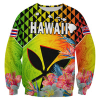(Custom Personalised) Hawaii Sweatshirt Hawaiian Tribal Kanaka Maoli Hibiscus LT14 - Polynesian Pride