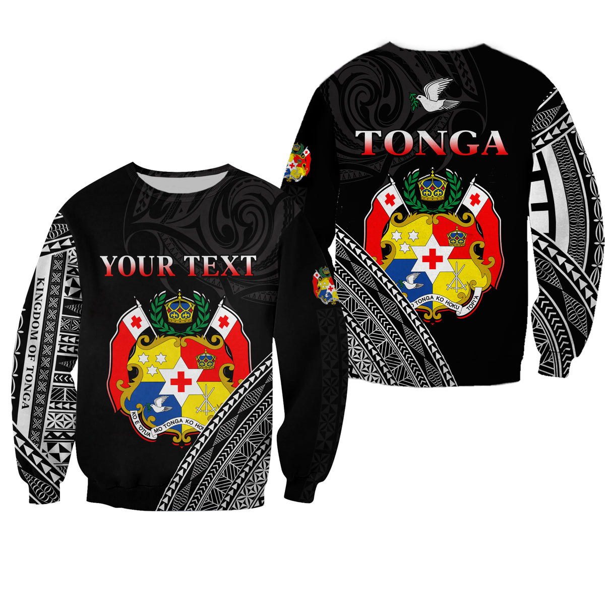(Custom Personalised) Tonga Sweatshirt Tongan Pattern Blithesome Version Black LT13 Unisex Black - Polynesian Pride