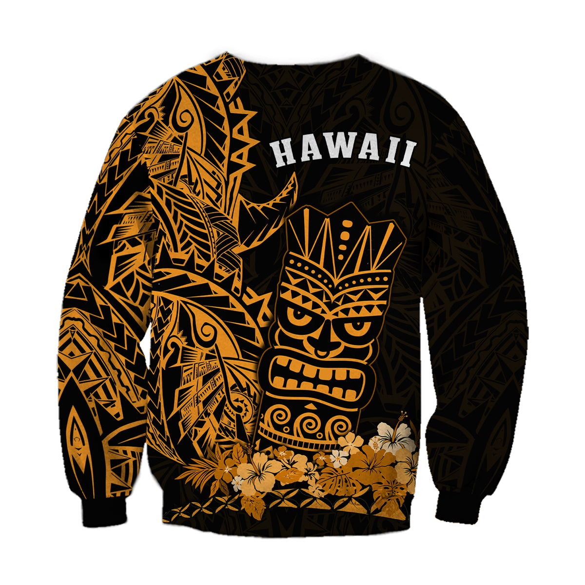 Hawaii Polynesian Sweatshirt Gold Tiki Masks Hawaiian LT13 - Polynesian Pride