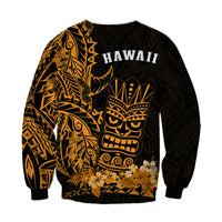 Hawaii Polynesian Sweatshirt Gold Tiki Masks Hawaiian LT13 - Polynesian Pride