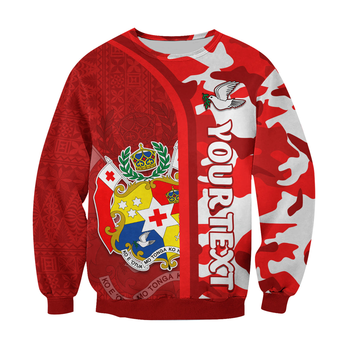 (Custom Personalised) Tonga Unique Sweatshirt Camouflage with Tongan Pattern LT13 Unisex Red - Polynesian Pride