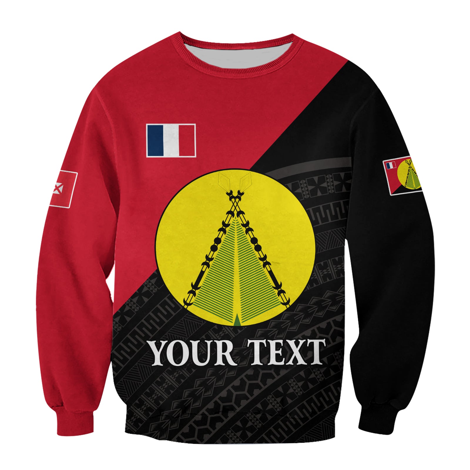 (Custom Personalised) Sigave Chiefdom Wallis et Futuna Sweatshirt Polynesian Pattern and Flag LT13 Unisex Red - Polynesian Pride
